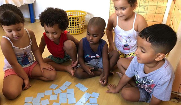 kids playing with cards