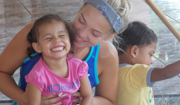 volunteer spending time with child