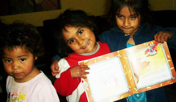 street child showing book