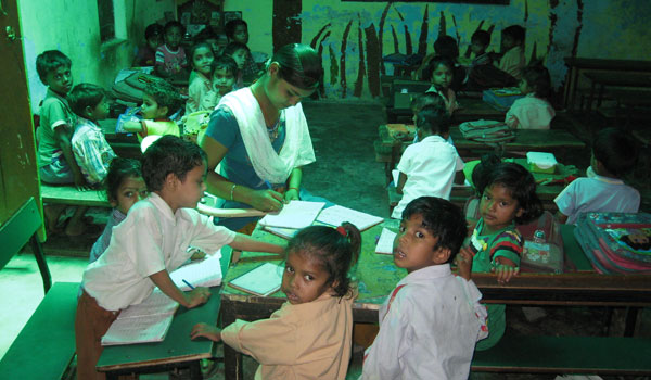 small kids studying in indian school