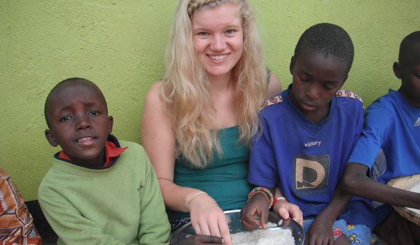 volunteer spending time with child