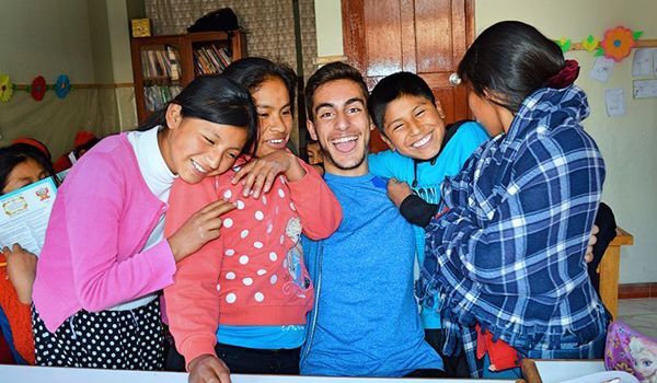 volunteer having quality time with children